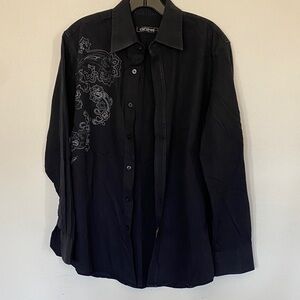 Elegant Black Embroidered Men's Shirt